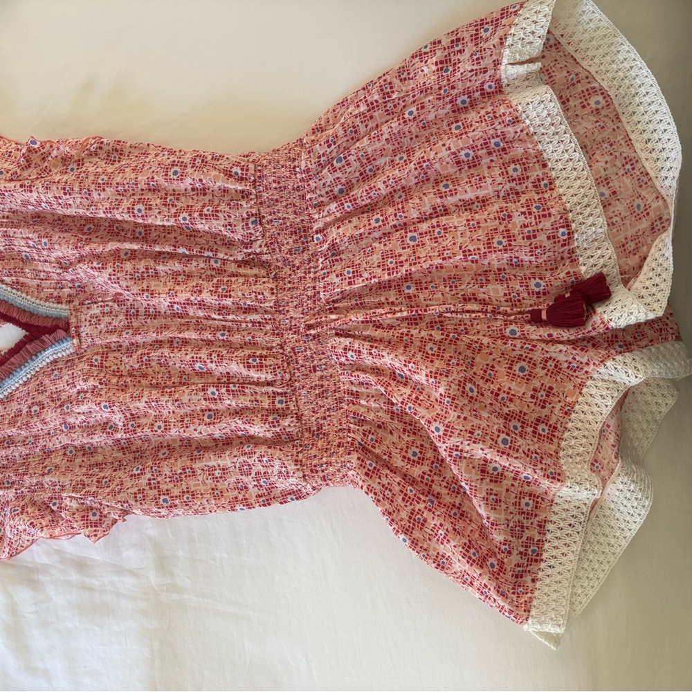 Poupette St. Barth Red and Blue Patterned Dress